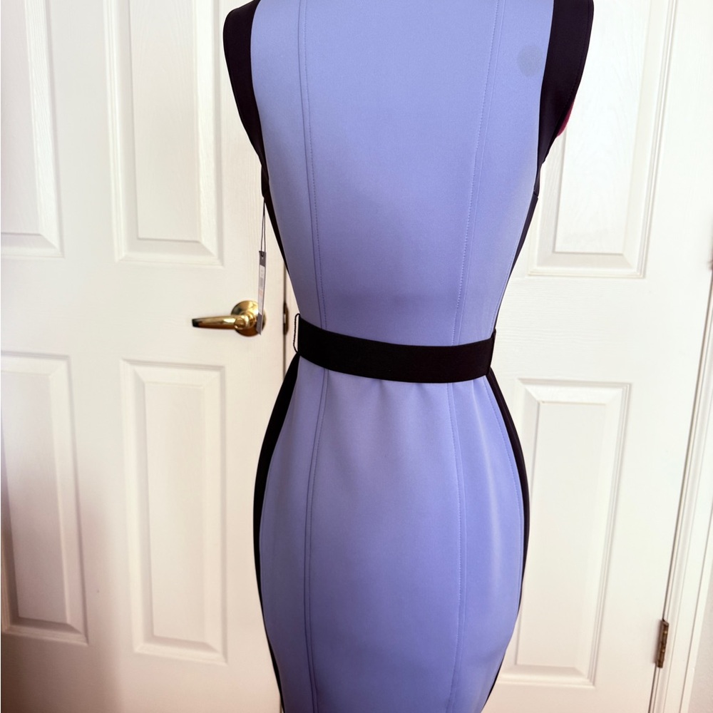 Tommy Hilfiger Periwinkle & Black Zip-Front Sleeveless Midi Dress - Picture 4 of 5